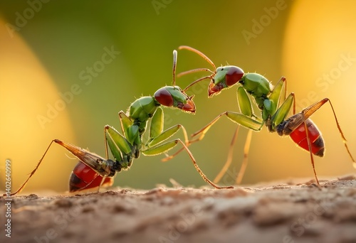 Dueling Ants in Golden Hour photo