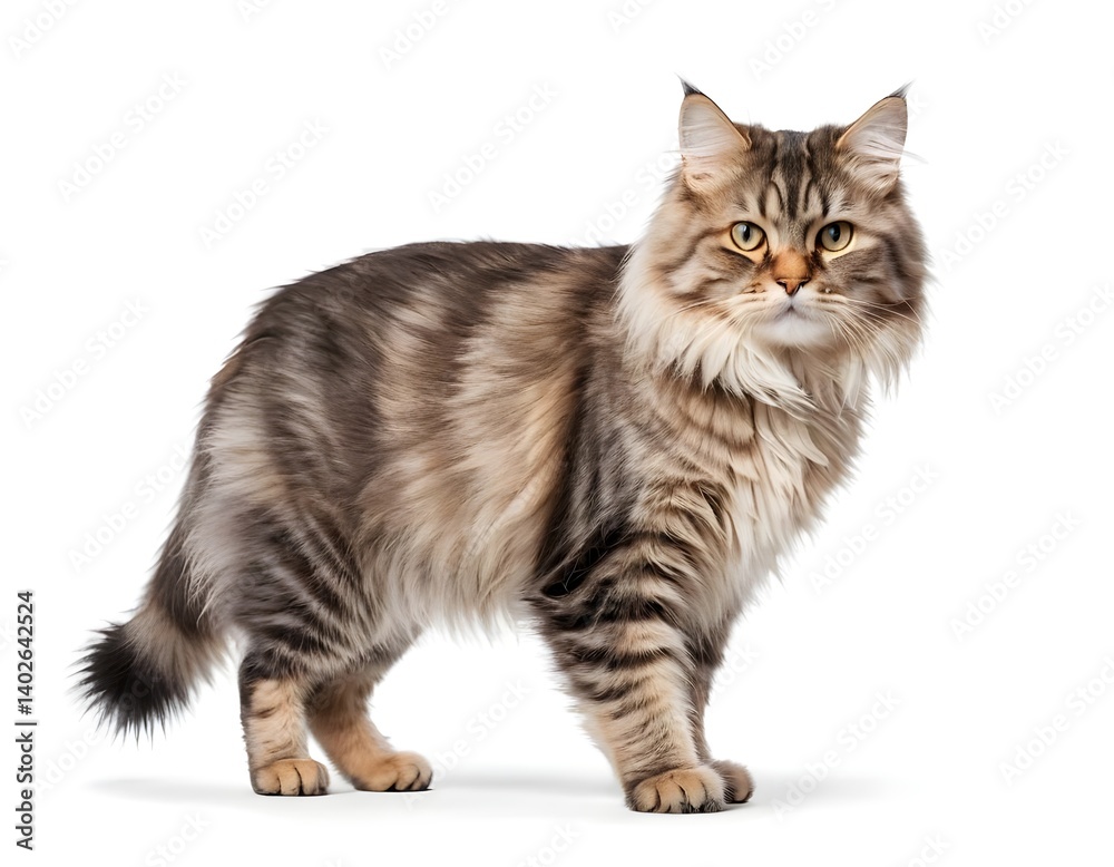 Longhaired Cat Standing, Isolated on White Longhaired Cat Standing, Isolated on White