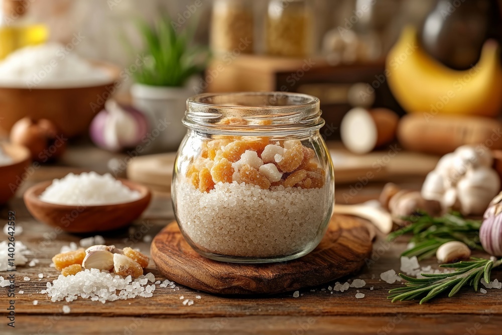 Glass jar with aromatic salt Glass jar with aromatic salt