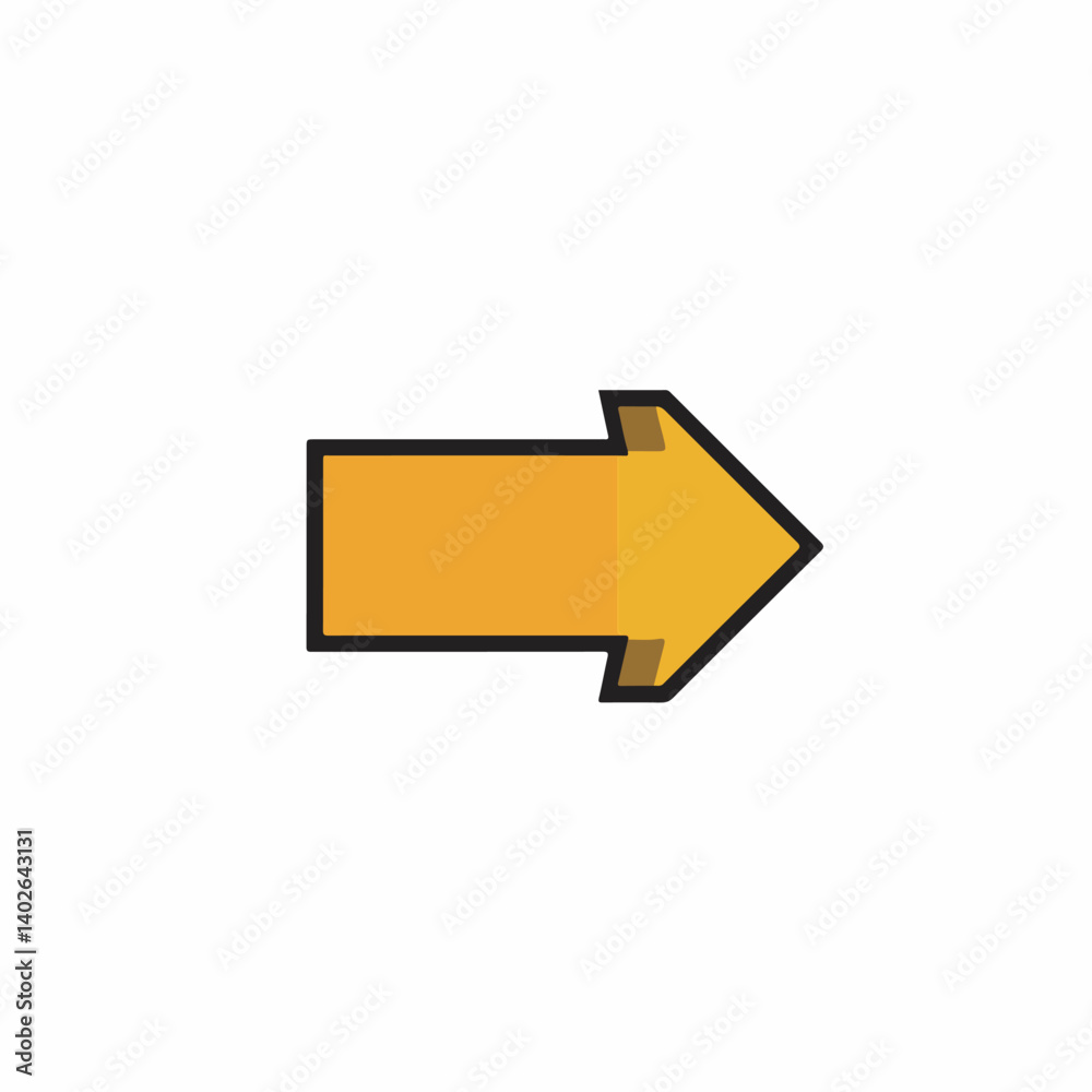 Golden arrow indicates direction on clear background simple graphic Golden arrow indicates direction on clear background simple graphic