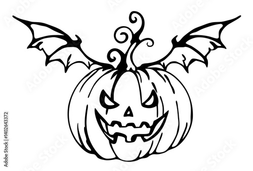 black and white svg vector, Halloween pumpkin icon