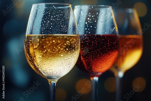 Wine Glasses with White Wine and Red Wine