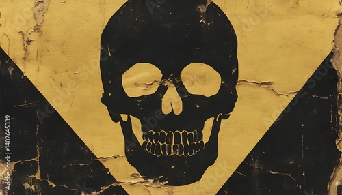 Warning Skull Sign, Aged Poster