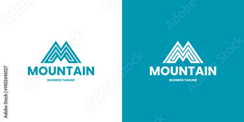 mountain m letter logo vector