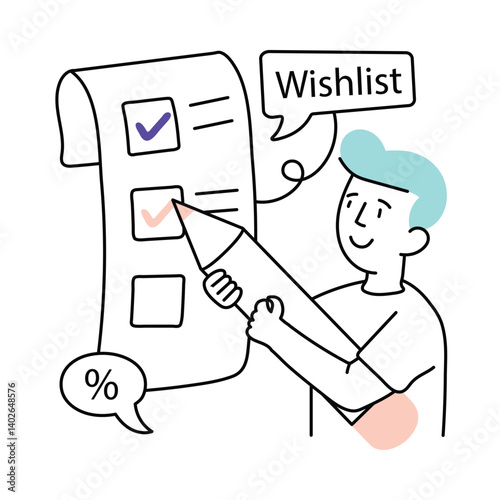 Wishlist Item vector colored minimal illustration. EPS 10 file