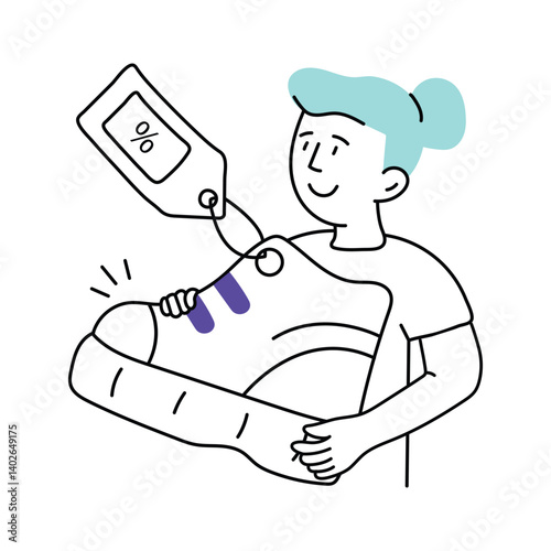 Shoe price vector colored minimal illustration. EPS 10 file