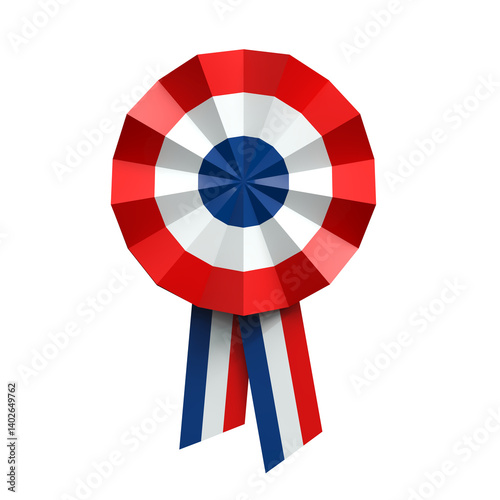 Cocarde tricolore Française pour commémorations ou fabrication en France - rendu 3D - fond transparent