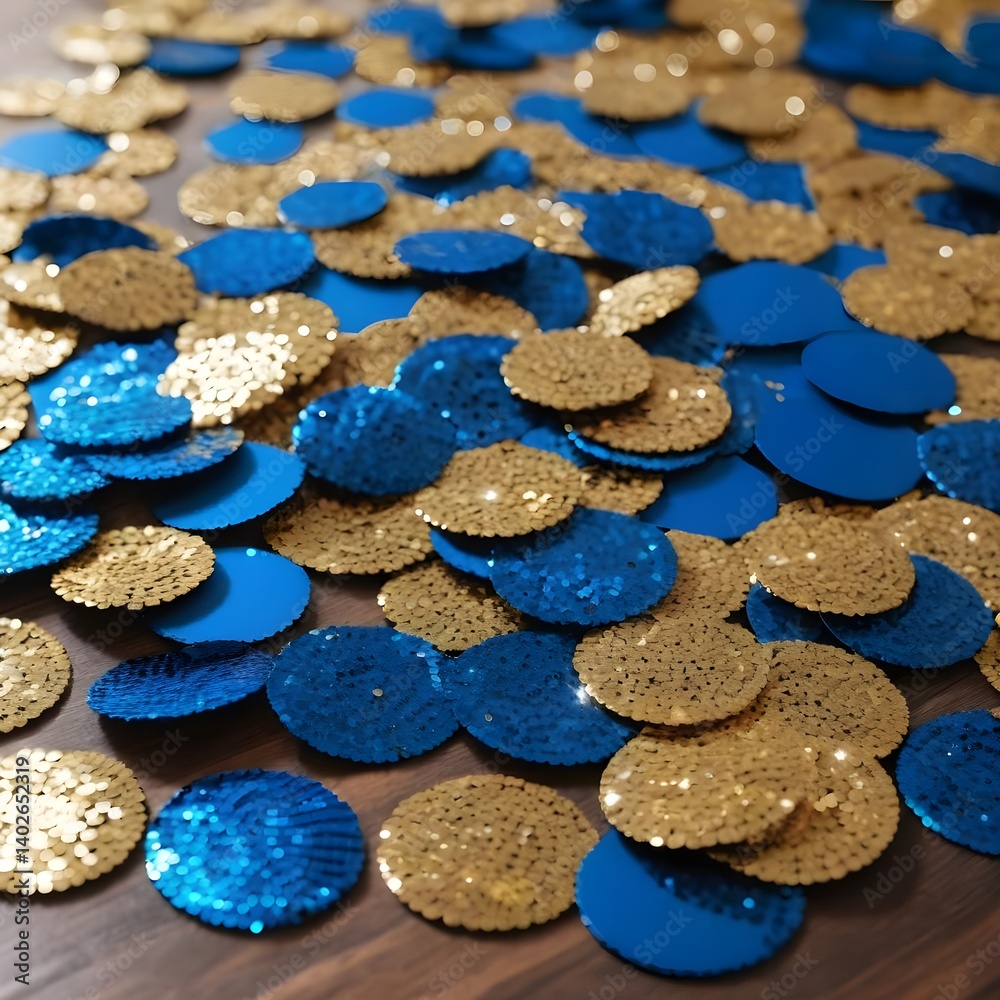 custom made wallpaper toronto digitalGold and Blue Glitter Circles Scattered on Wooden Surface