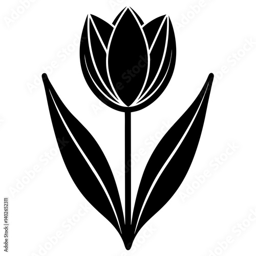 tulip bloom silhouette vector illustration