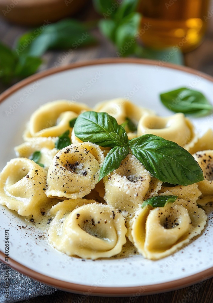 Tortellini Pasta with Basil and Creamy Sauce Tortellini Pasta with Basil and Creamy Sauce