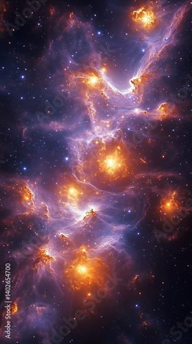 Cosmic Space Phone Wallpaper   Glowing Orange Stars in Purple Nebula | Vibrant Galaxy Mobile Background in 4K

