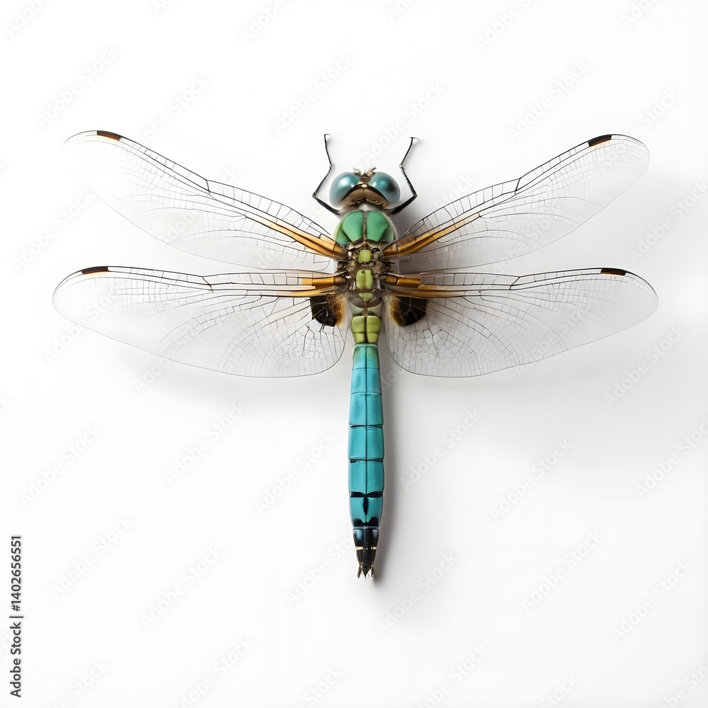Dragonfly Top View, Isolated on White Dragonfly Top View, Isolated on White