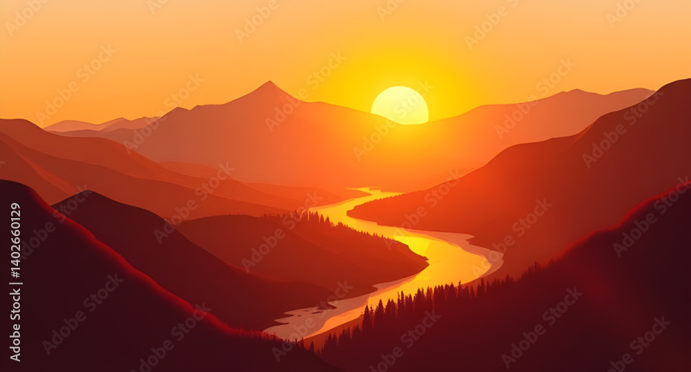 sunset in mountains sunset in mountains