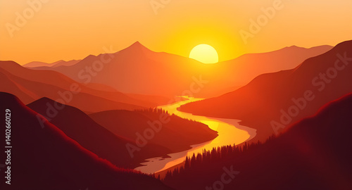 sunset in mountains