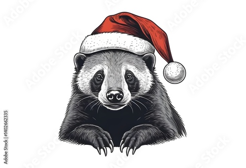 Wallpaper Mural Badger in Santa Hat Torontodigital.ca