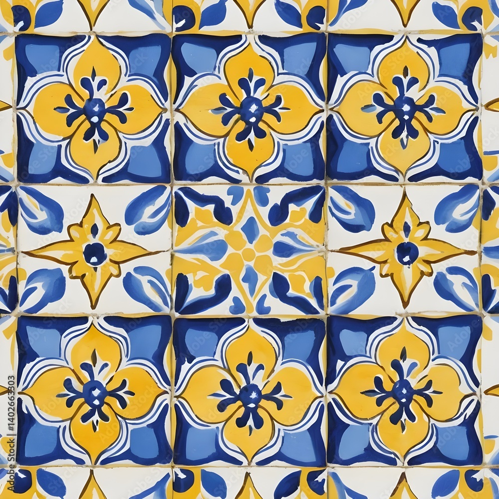 Fototapeta premium Portuguese Azulejo Tiles Seamless Pattern