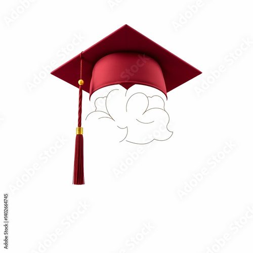 Graduation cap maroon white background intelligence