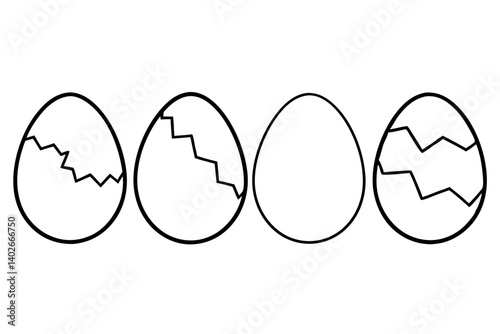 set of cracked egg silhouette vector illustration