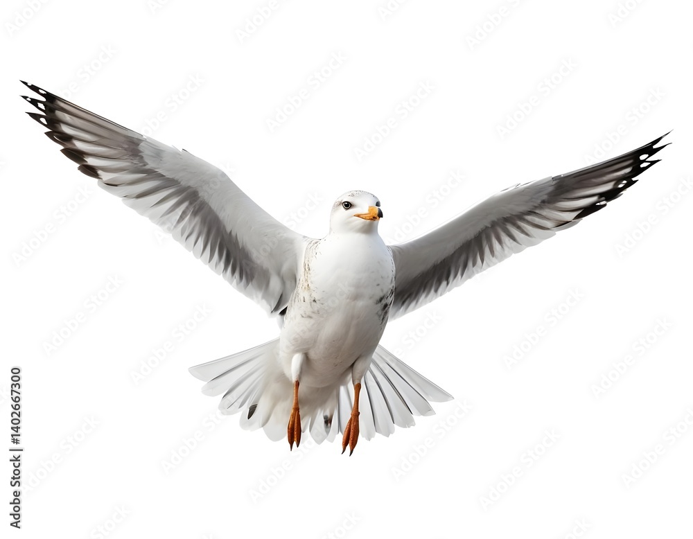 Obraz premium Seagull in Flight, Wings Spread