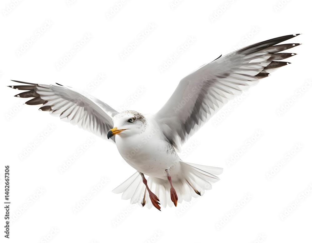 Fototapeta premium Seagull in Flight, Wings Spread