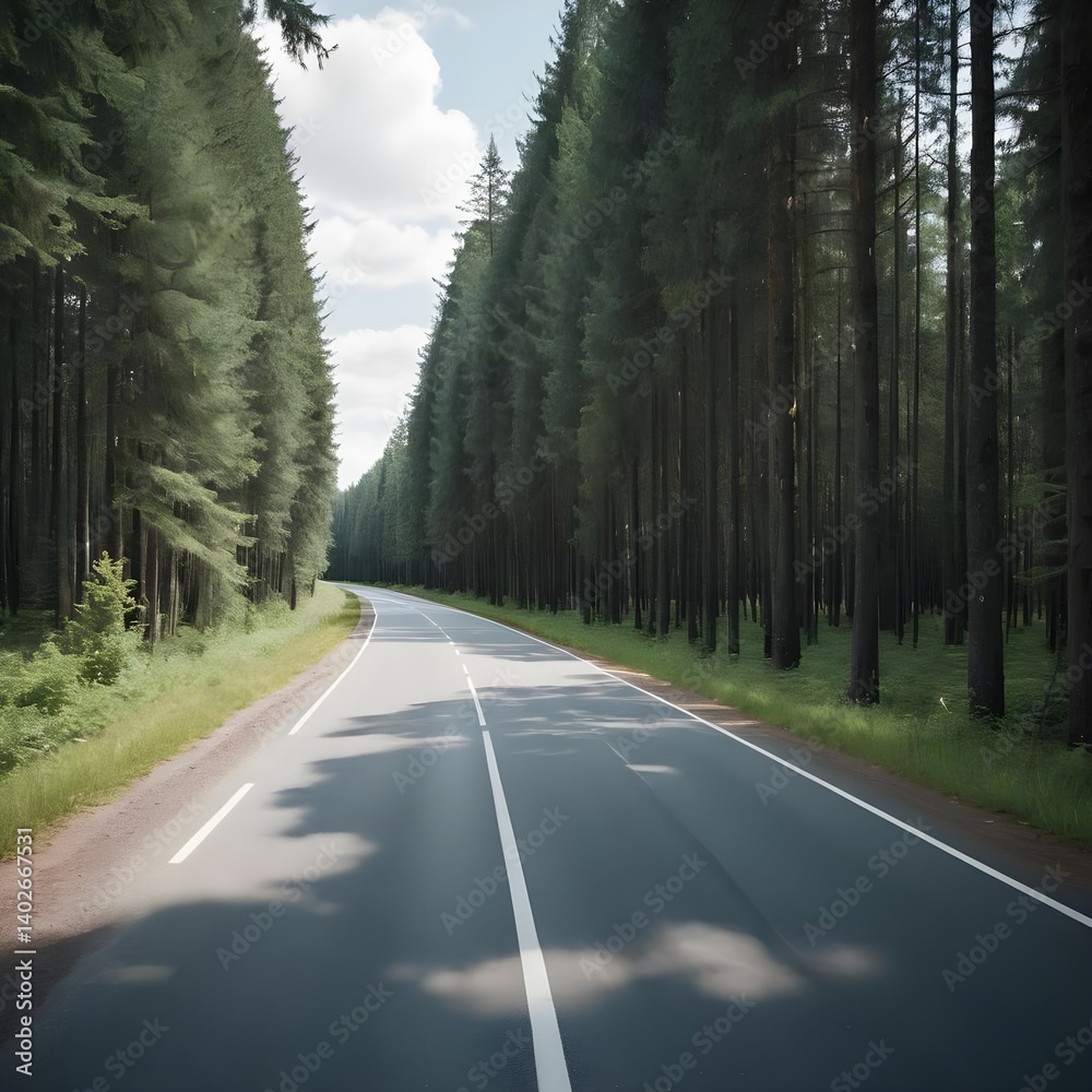 Obraz premium Scenic Road Through Pine Forest