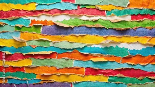 Macro Photography: Colorful Torn Paper Textures, Layered Abstract Art