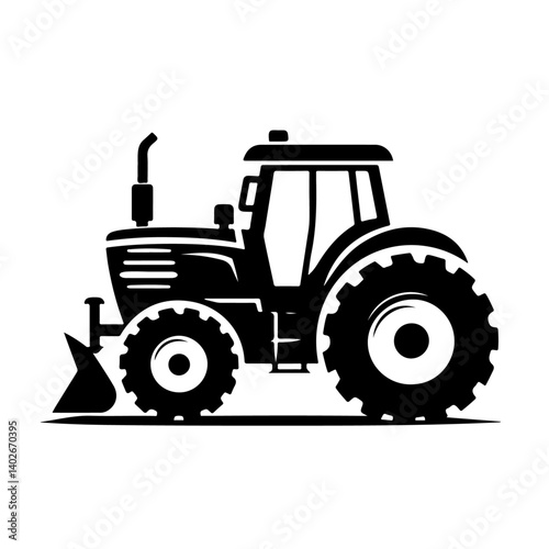 silhouette of a tractor