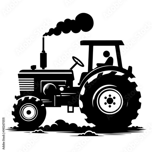 silhouette of a tractor