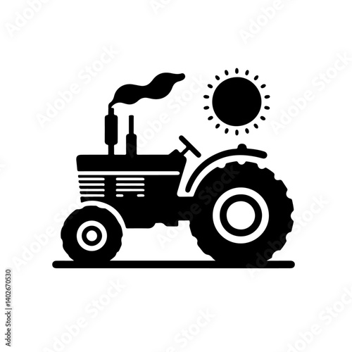 silhouette of a tractor