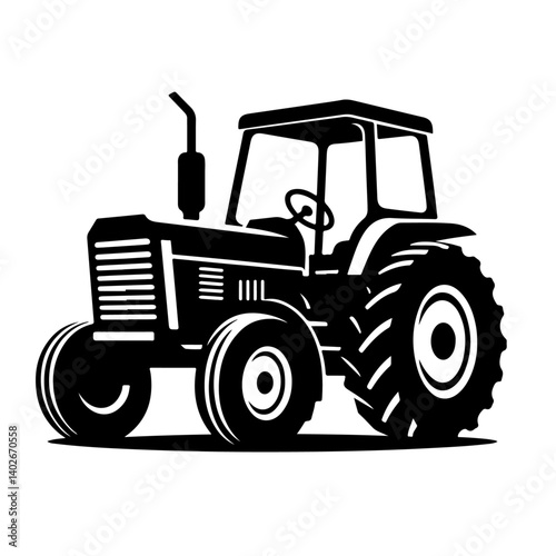 silhouette of a tractor