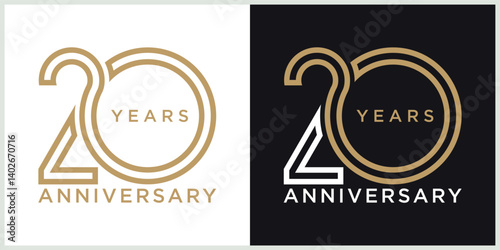 anniversary 20th logotype vector with brown and white color for special celebration day