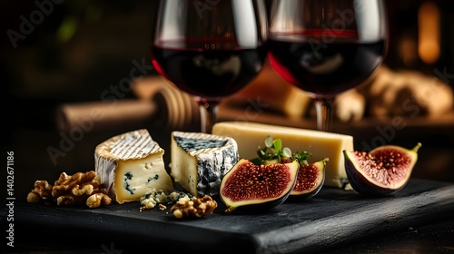Obraz na płótnie Luxury Wine and Cheese Pairing: A Sophisticated Evening Indulgence w salonie