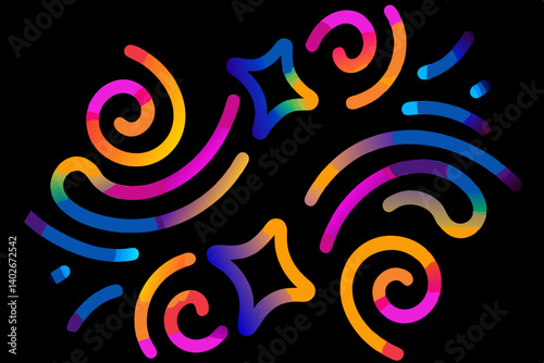 "Neon Ribbon Wave Vector Illustration on Dark Background"


