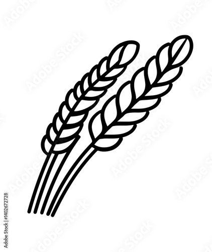 Outline Icon of Wheat Stalks in Thin Lines