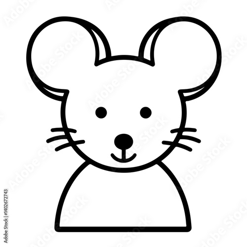 Minimalist Cute Mouse Line Art Icon