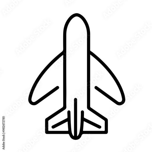 Outline Icon of an Airplane with Thin Lines