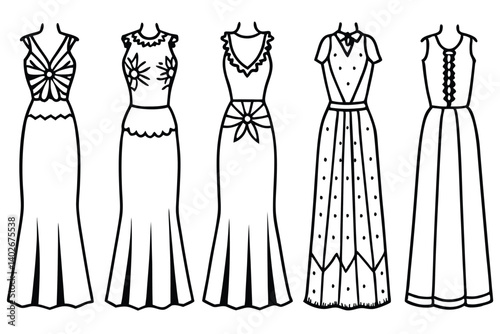floral maxi line art artistic fashion silhouette print
