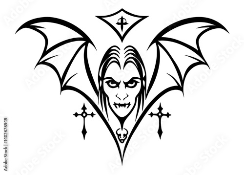 black and white svg vector, Halloween vampire icon