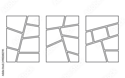 Collection of blank templates for collage grid manga comic storyboard layout panels