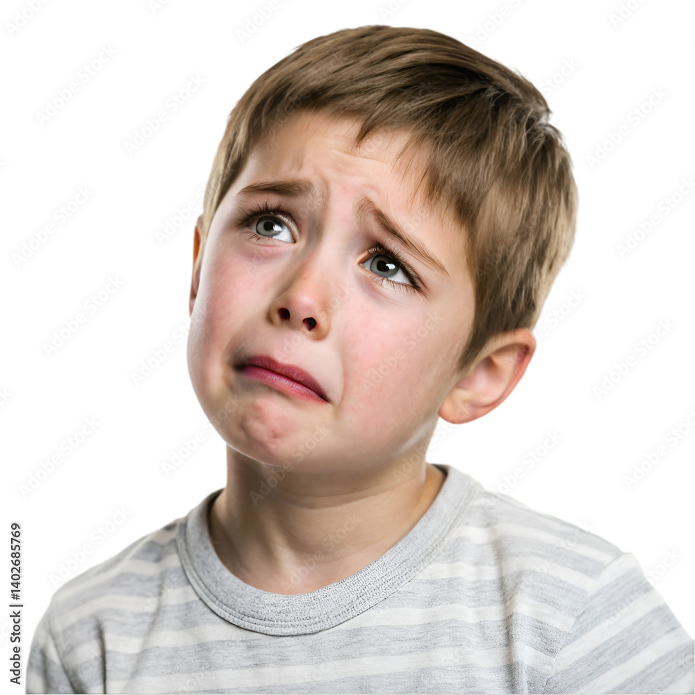 Sad child isolated on transparent background Sad child isolated on transparent background