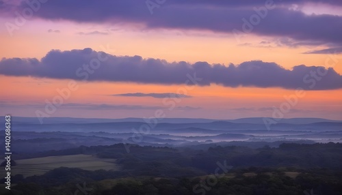 Serene Sunrise Over Rolling Hills