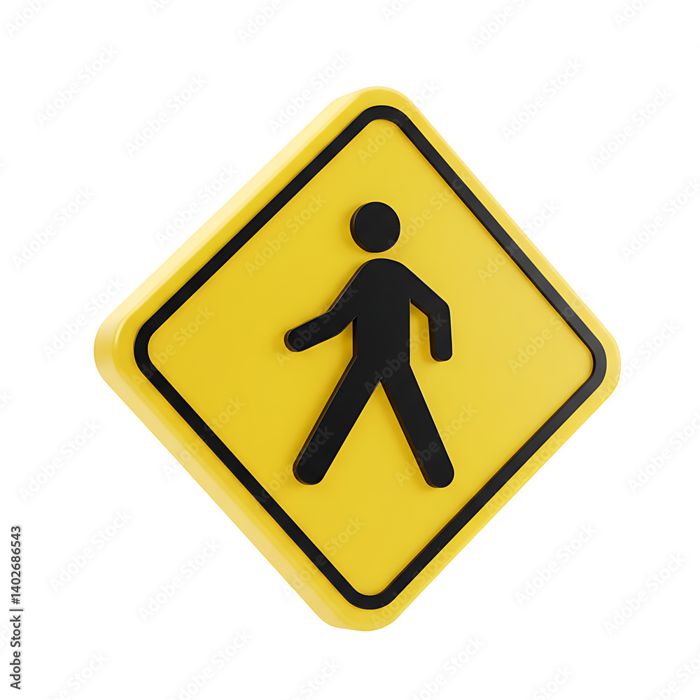 Pedestrian Crossing Sign on Yellow Alert Sign Pedestrian Crossing Sign on Yellow Alert Sign