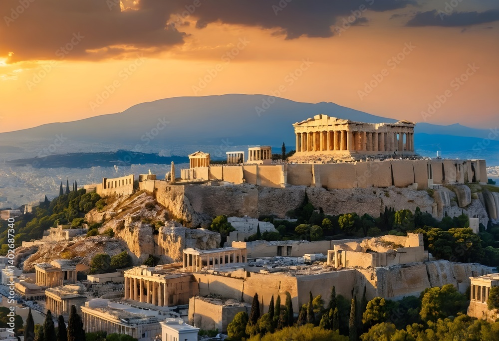 Fototapeta premium Acropolis of Athens at Sunset
