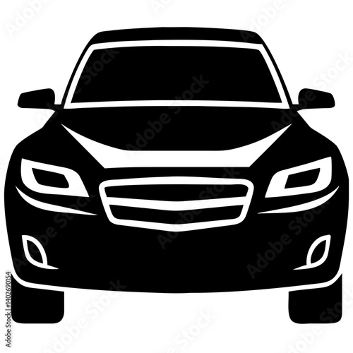 Front view of black car automobile vehicle transport automotive design icon