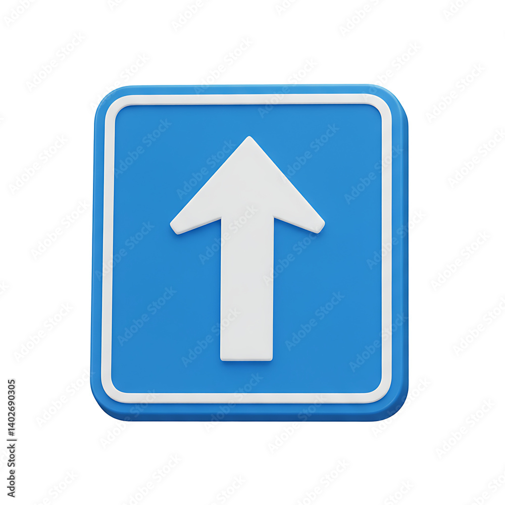 Arrow Pointing Up on Blue Sign Isolated on Black Background Arrow Pointing Up on Blue Sign Isolated on Black Background