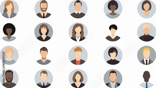 Diverse team avatars profile pictures vector illustration for web design