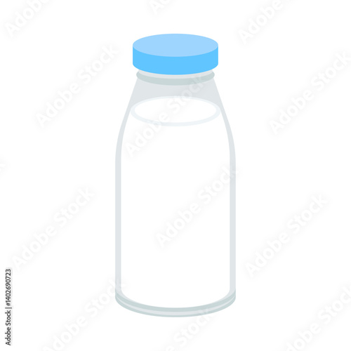 牛乳が入った牛乳瓶。フラットなベクターイラスト。
Milk bottle with milk. Flat vector illustration.