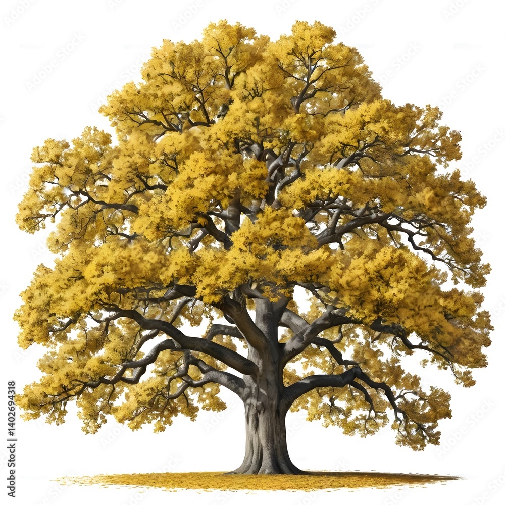 Majestic Autumn Oak Tree Isolated on White Majestic Autumn Oak Tree Isolated on White