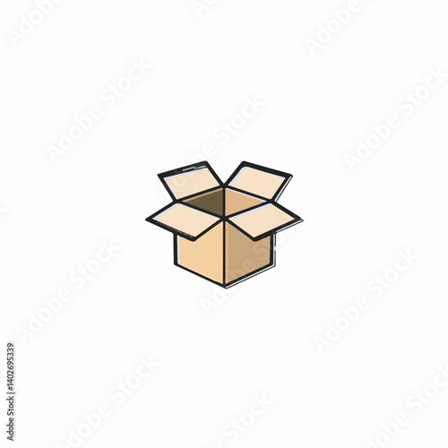 Cardboard box opens flaps on blank white background nobody