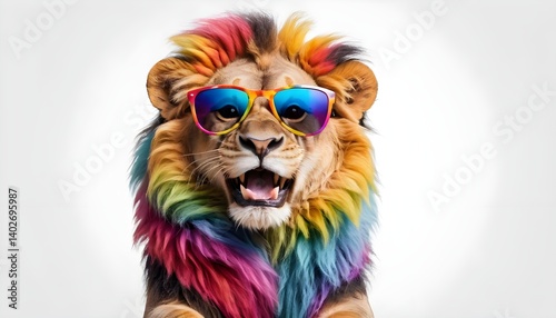 Rainbow Lion with Sunglasses